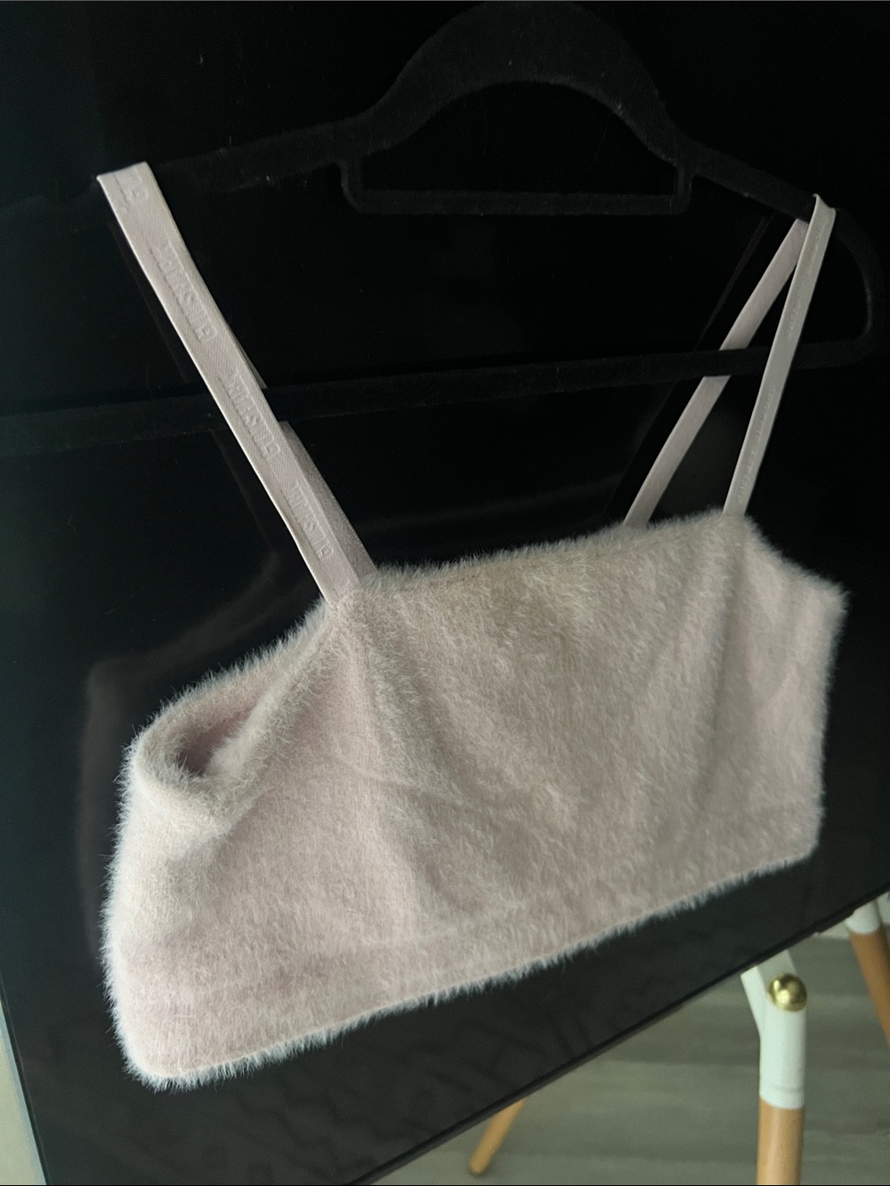 Gymshark Fuzzy Pale Pink Cropped Top